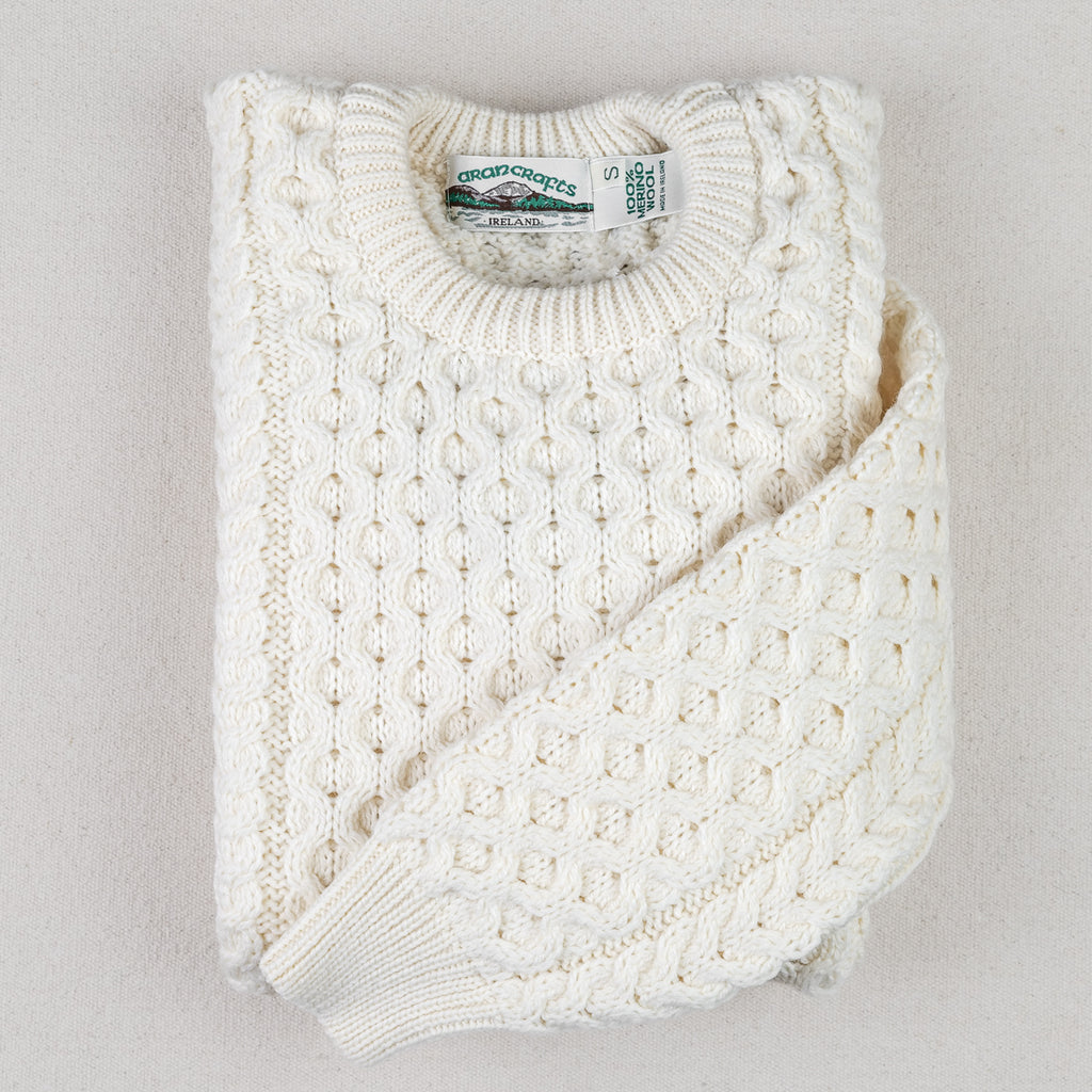 Ecru knitted wool Irish sweater