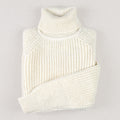 Pull irlandais col roulé laine crème