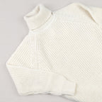 Pull irlandais col roulé laine crème