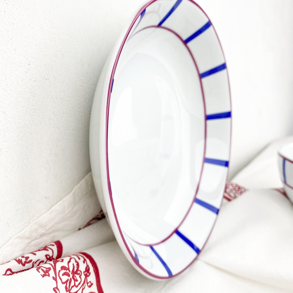 Red and blue Basque soup plate