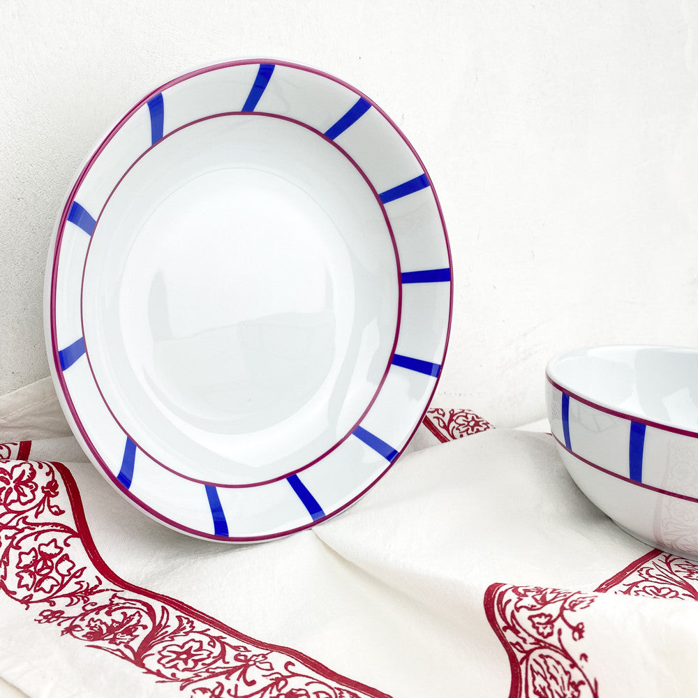 Red and blue Basque soup plate