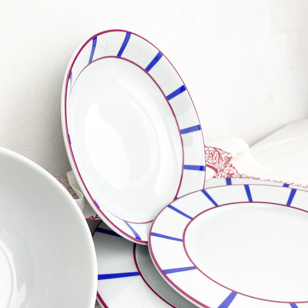 Red and blue Basque soup plate