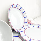 Red and blue Basque soup plate