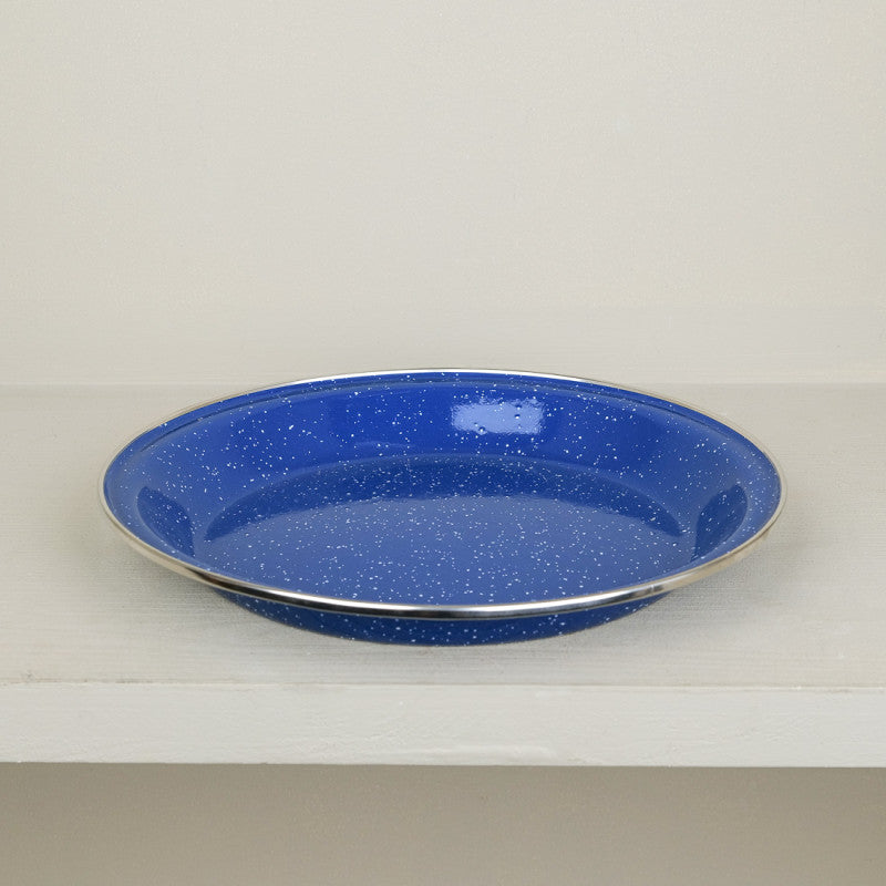 Blue enamel camping plate