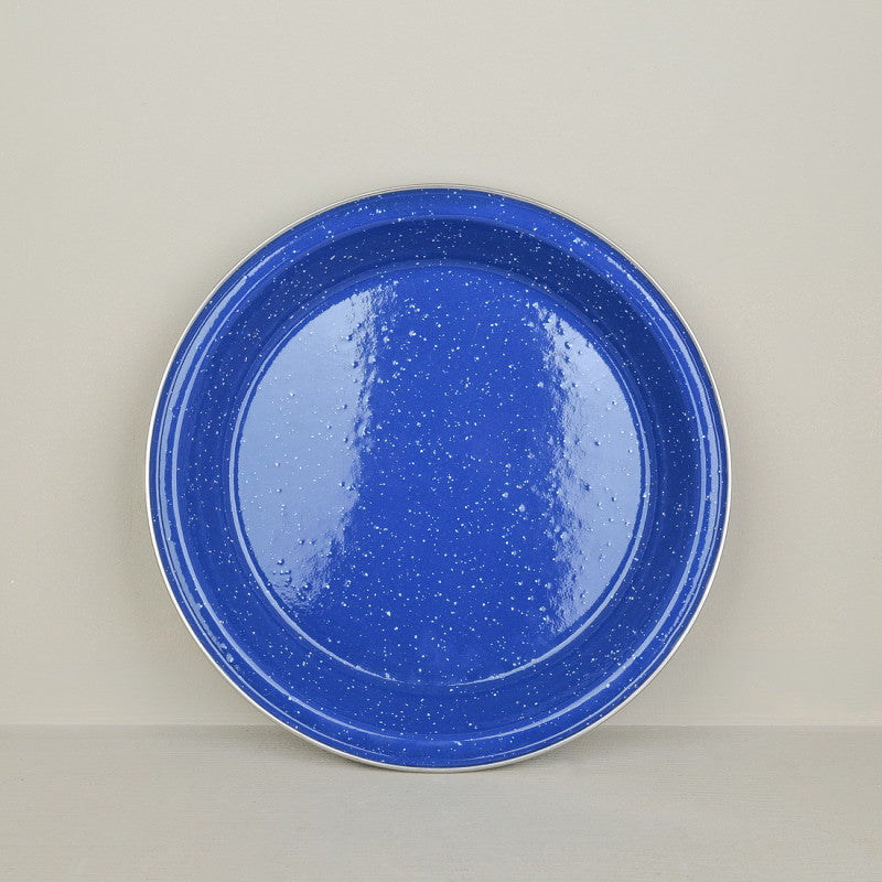 Blue enamel camping plate