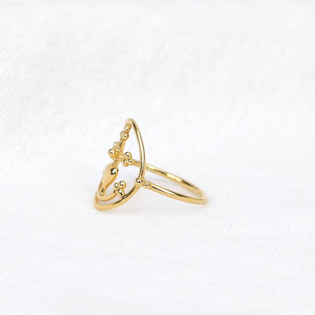 Beaded Camargue cross ring, vermeil