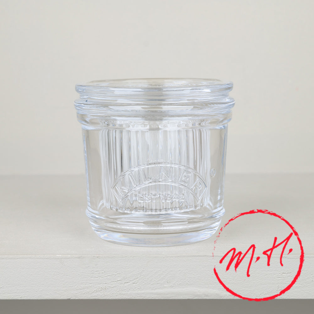 Glass butter crock with water seal, 200 ml Kilner butter keeper with lid for soft butter without a fridge