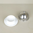 Beurrier porcelaine cloche inox