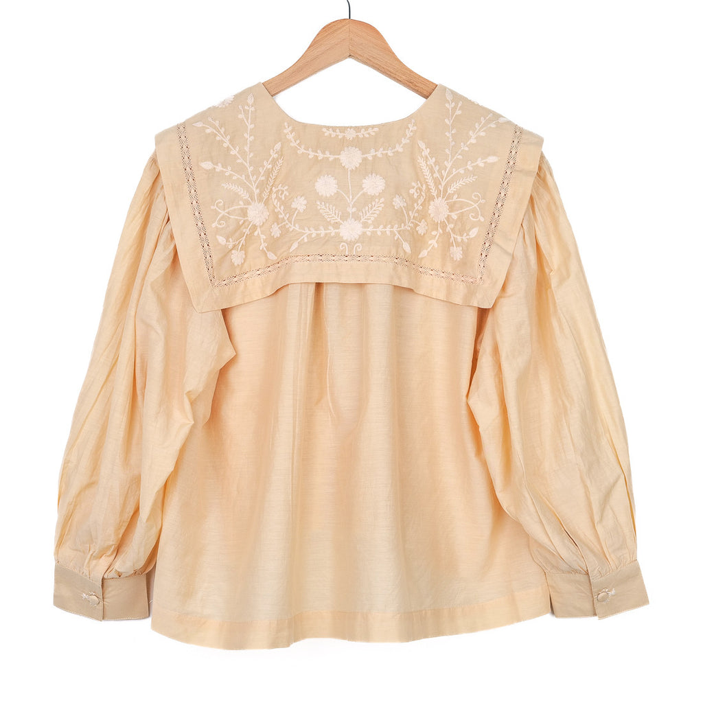 Beige sailor-collar blouse