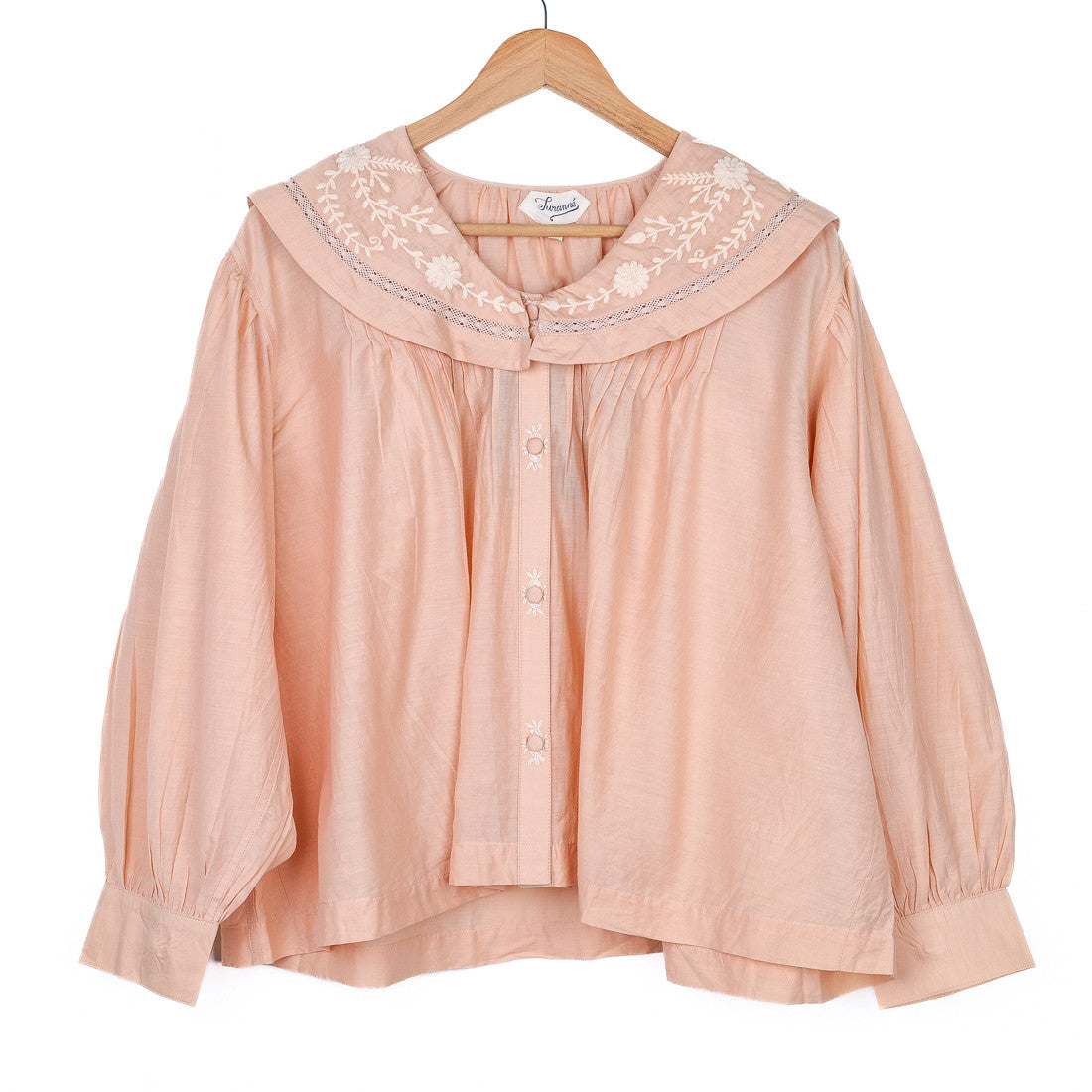 Pink sailor-collar cotton and silk blouse | Maison Empereur