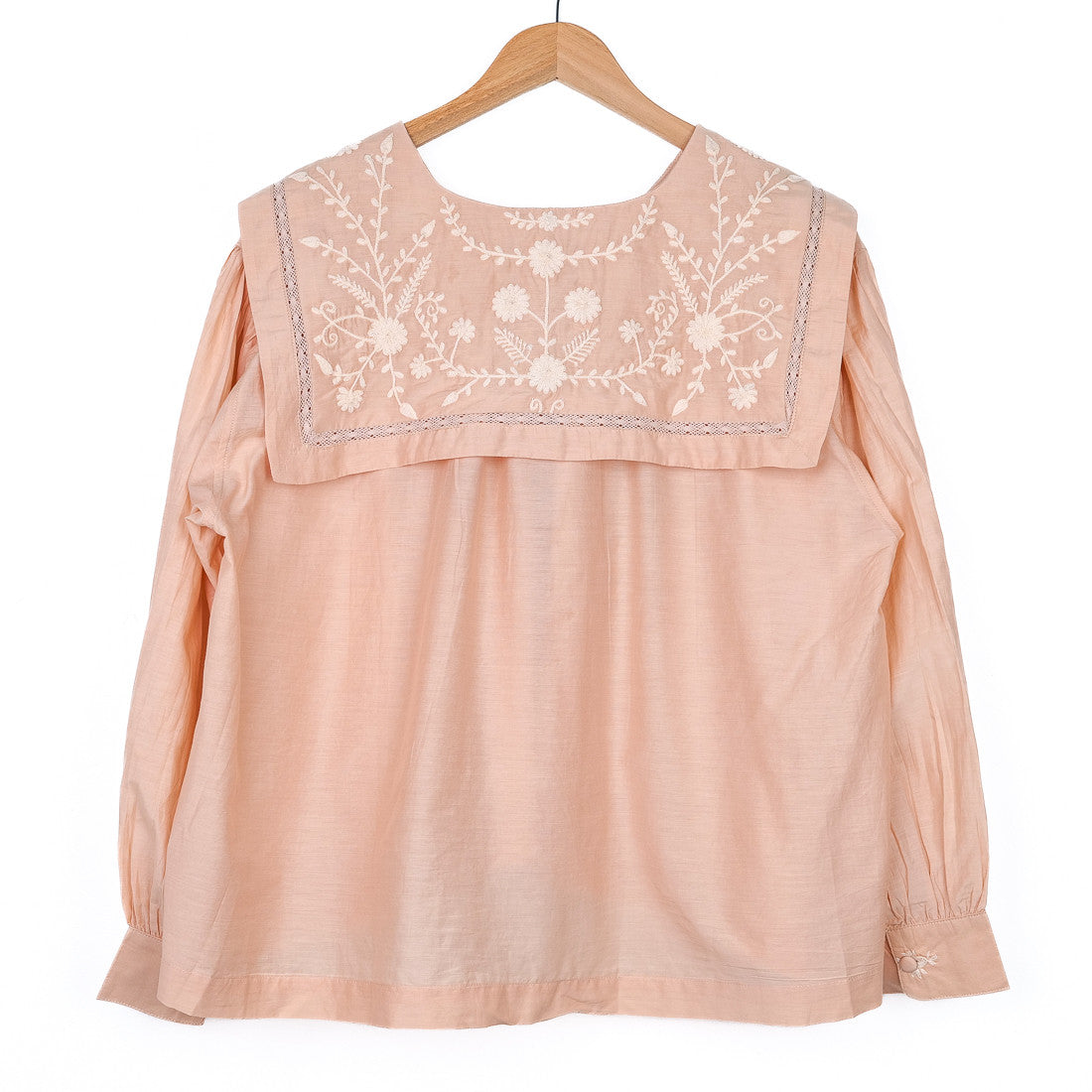Pink sailor-collar cotton and silk blouse | Maison Empereur