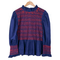 Navy smocked blouse