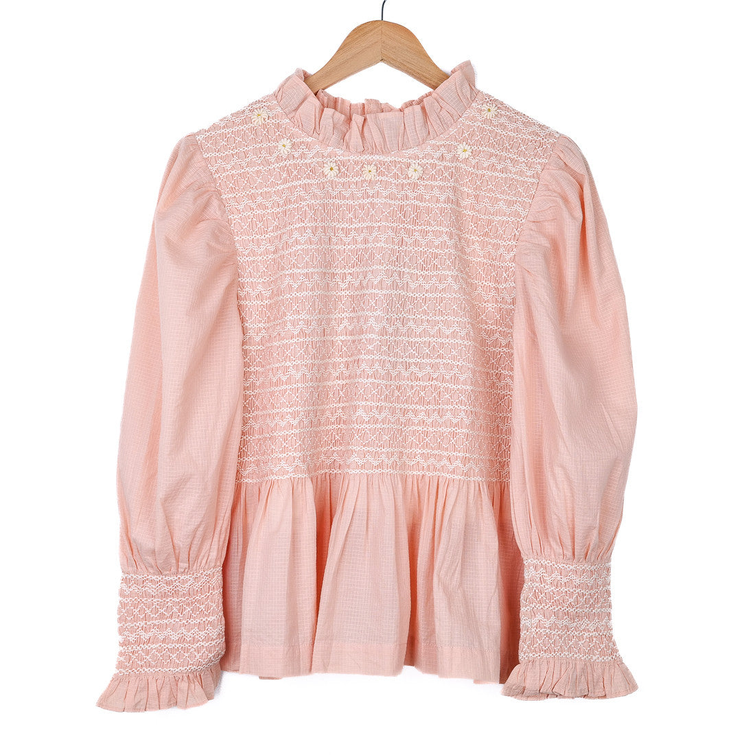 Pink sailor-collar cotton and silk blouse | Maison Empereur