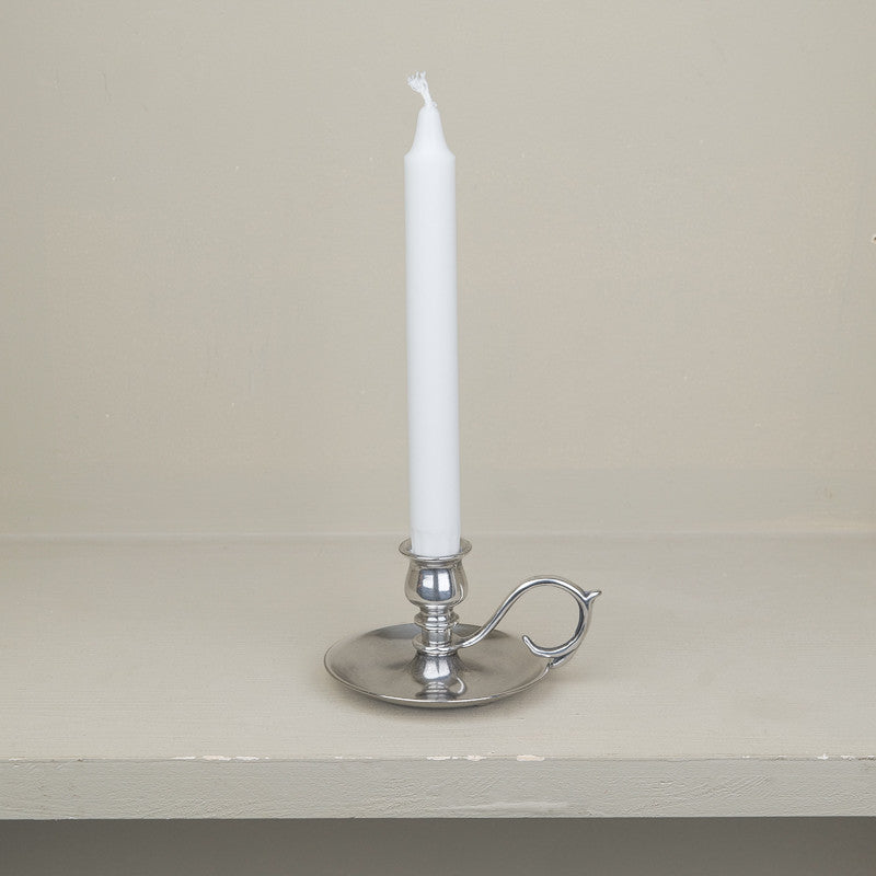 Bougeoir en métal argenté pour bougie cylindrique