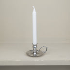Bougeoir en métal argenté pour bougie cylindrique