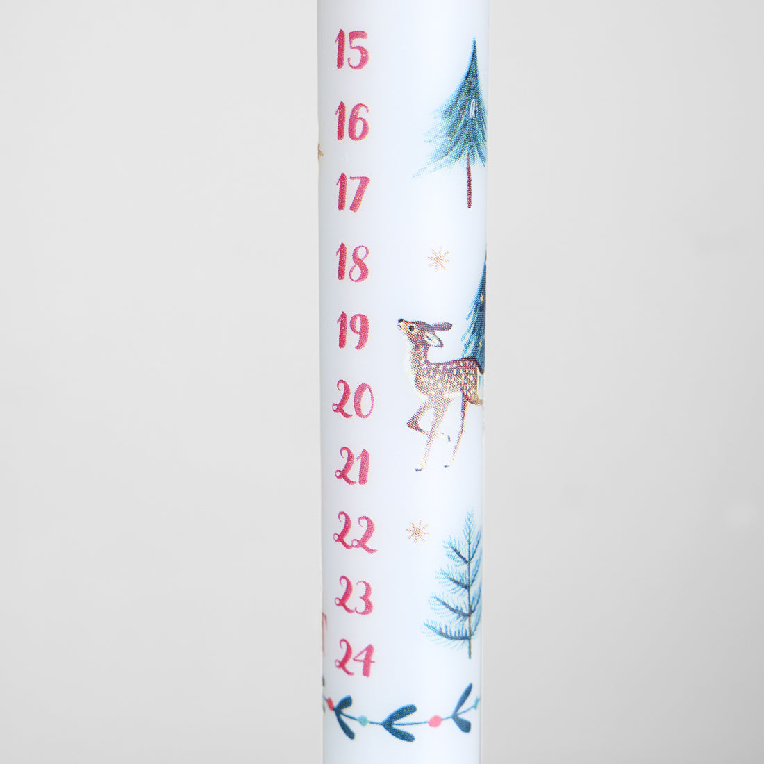 Advent calendar candle numbered 1 to 24 with deer and fir trees design, 30 cm, Coppenrath-Spiegelburg