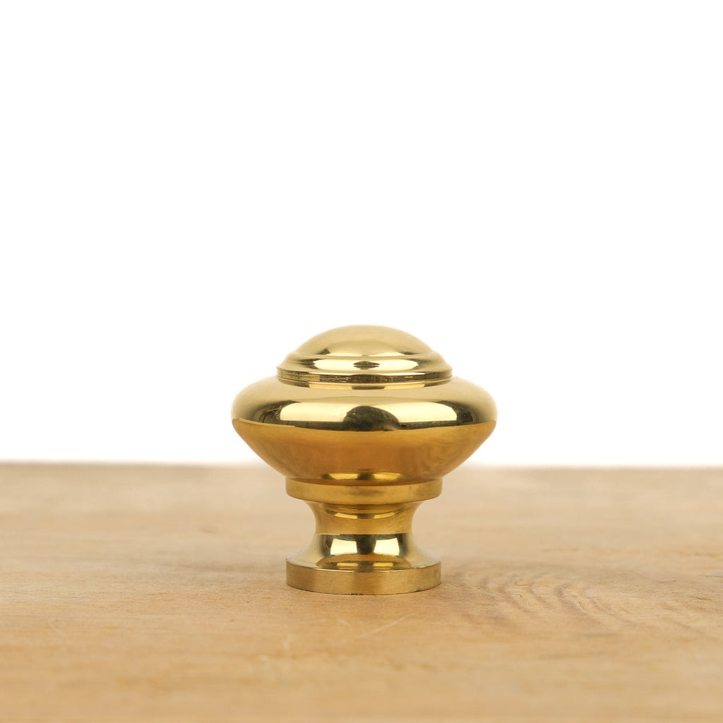 Furniture knob, domed head, polished brass