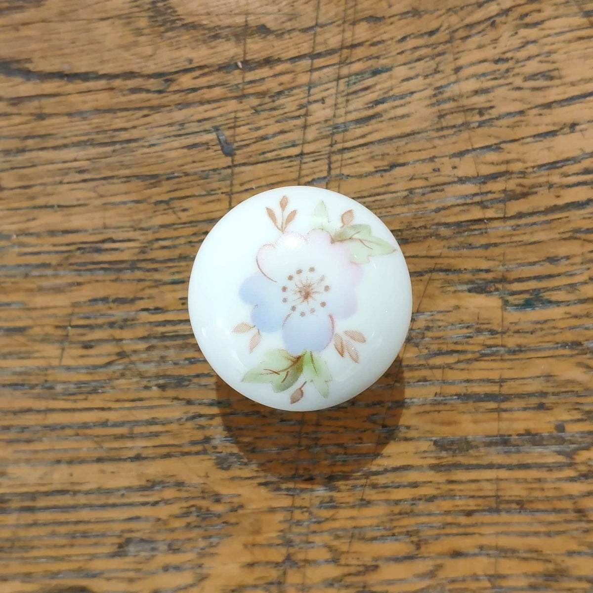 Bouton de tiroir en porcelaine motif fleuri