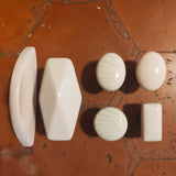 Ivory porcelain door and cupboard knobs - Ivory round with wave