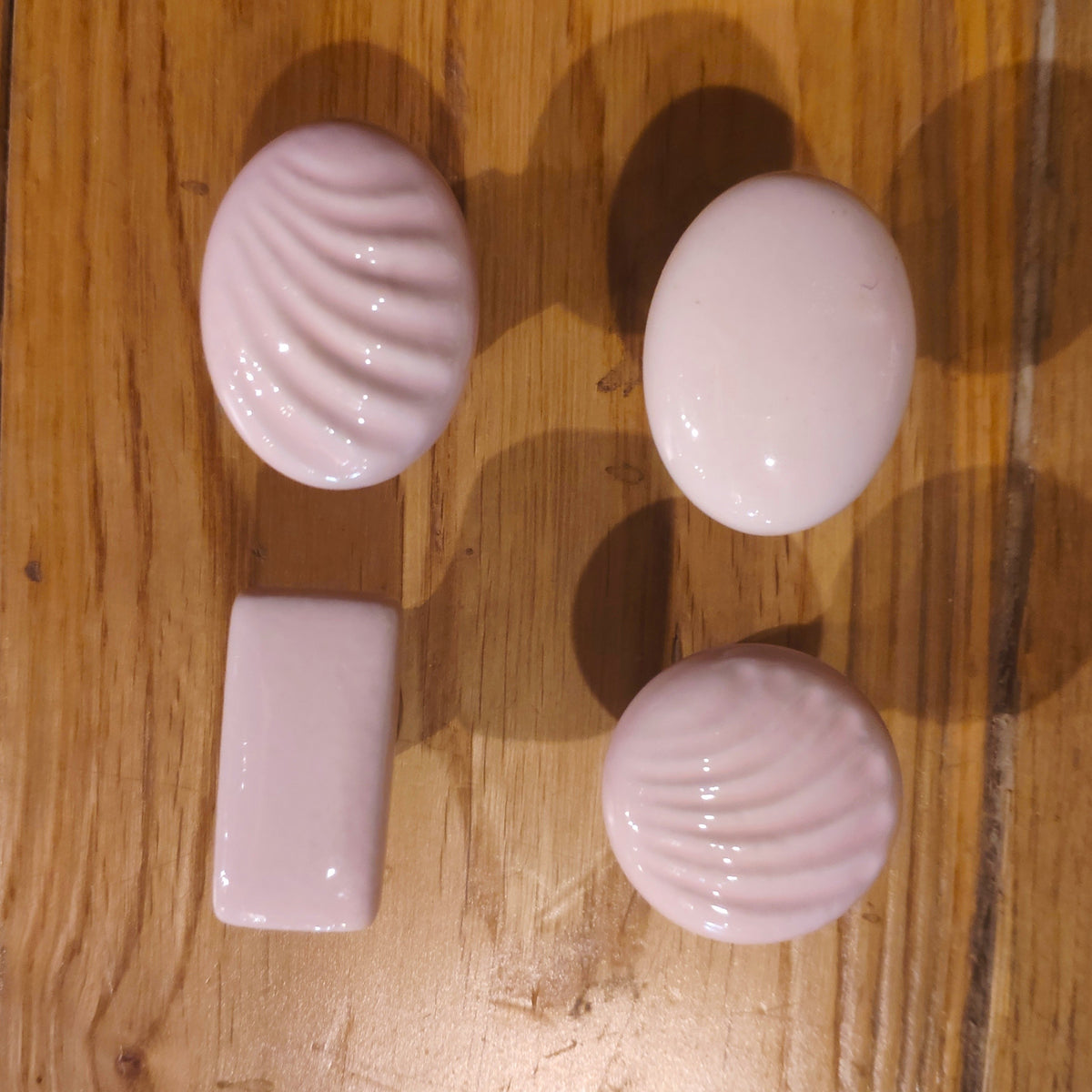 Pale old pink porcelain door and cupboard knobs