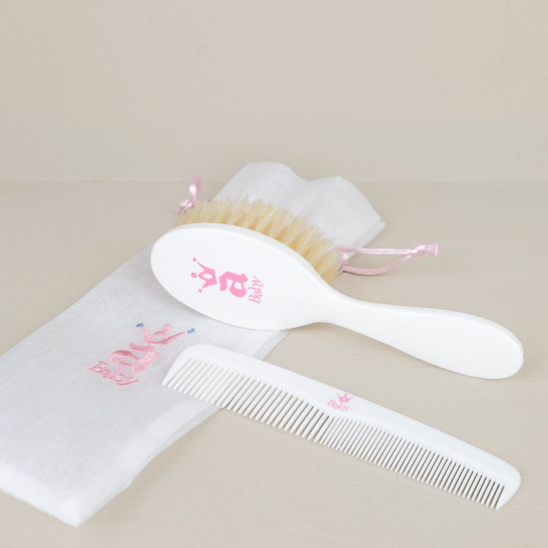 Brosse et peigne bébé Altesse Fournival rose