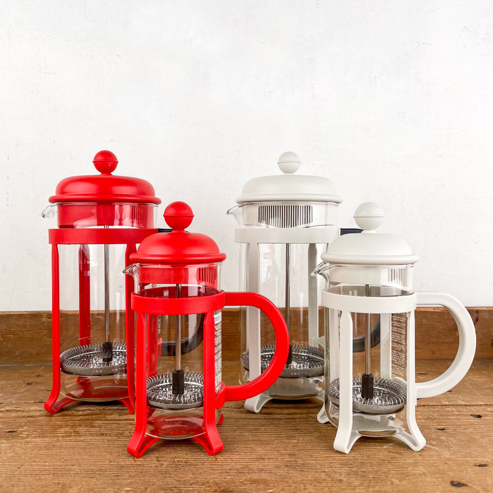 Cafetière à piston Bodum blanche et rouge