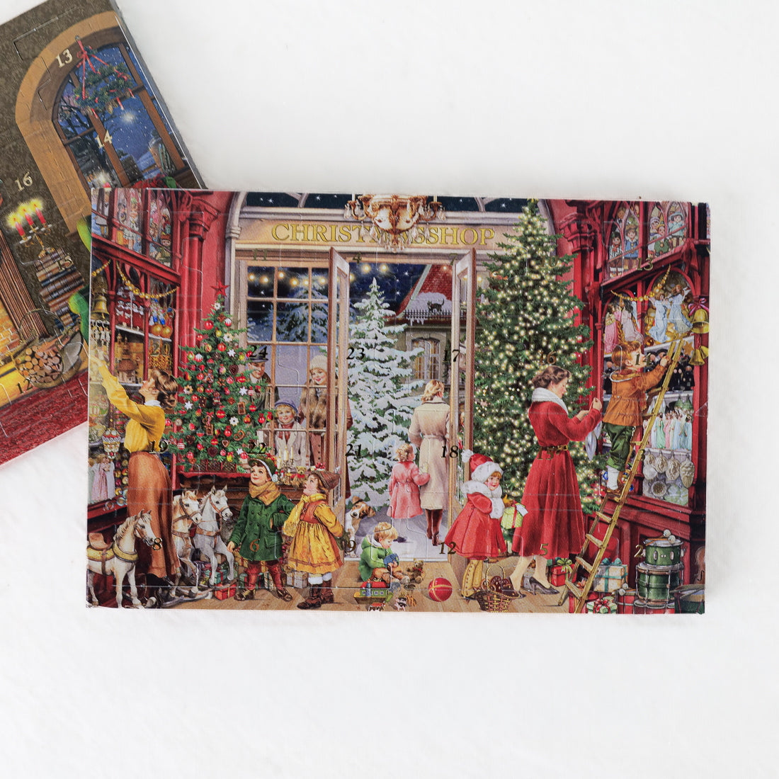Calendrier de l'avent chocolat 24 cœurs en chocolat belge fabrication allemande, illustration de boutique de Noël