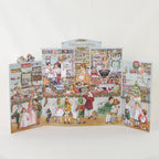Calendrier de l'Avent tryptique boutique de Noël allemand à ouvrir, scènes rétro de Noël, compte à rebours, 58 x 33 cm