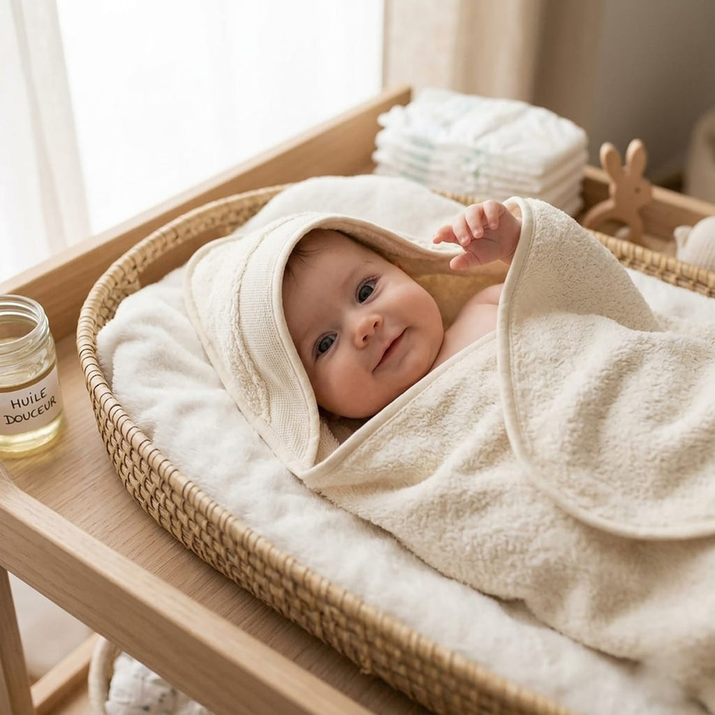 Cape de bain bébé à broder