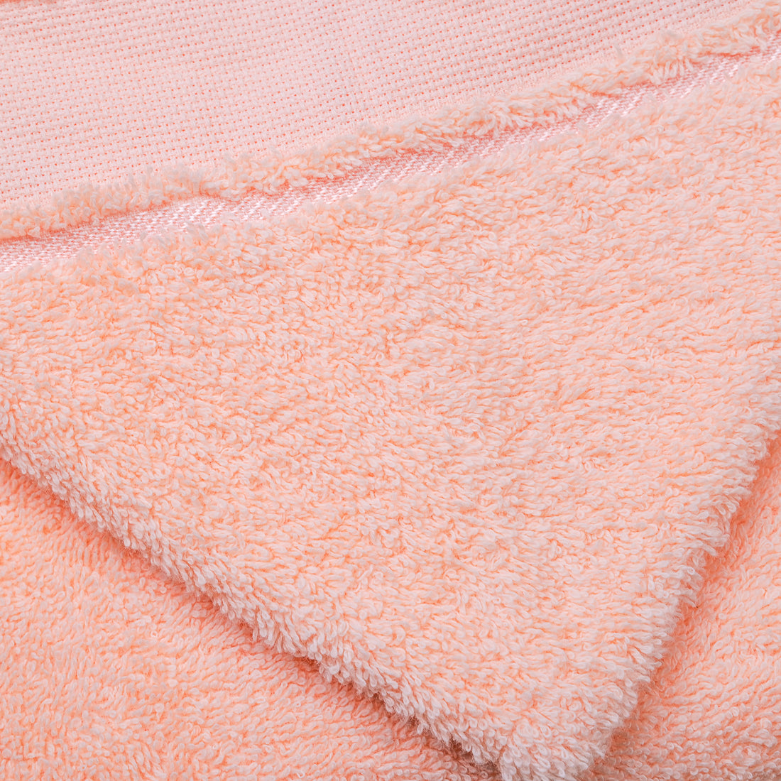 Salmon baby bath cape 70x80 cm, long-staple cotton terry, detail of soft texture and embroidered edge