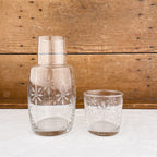 Chased glass carafe and glass