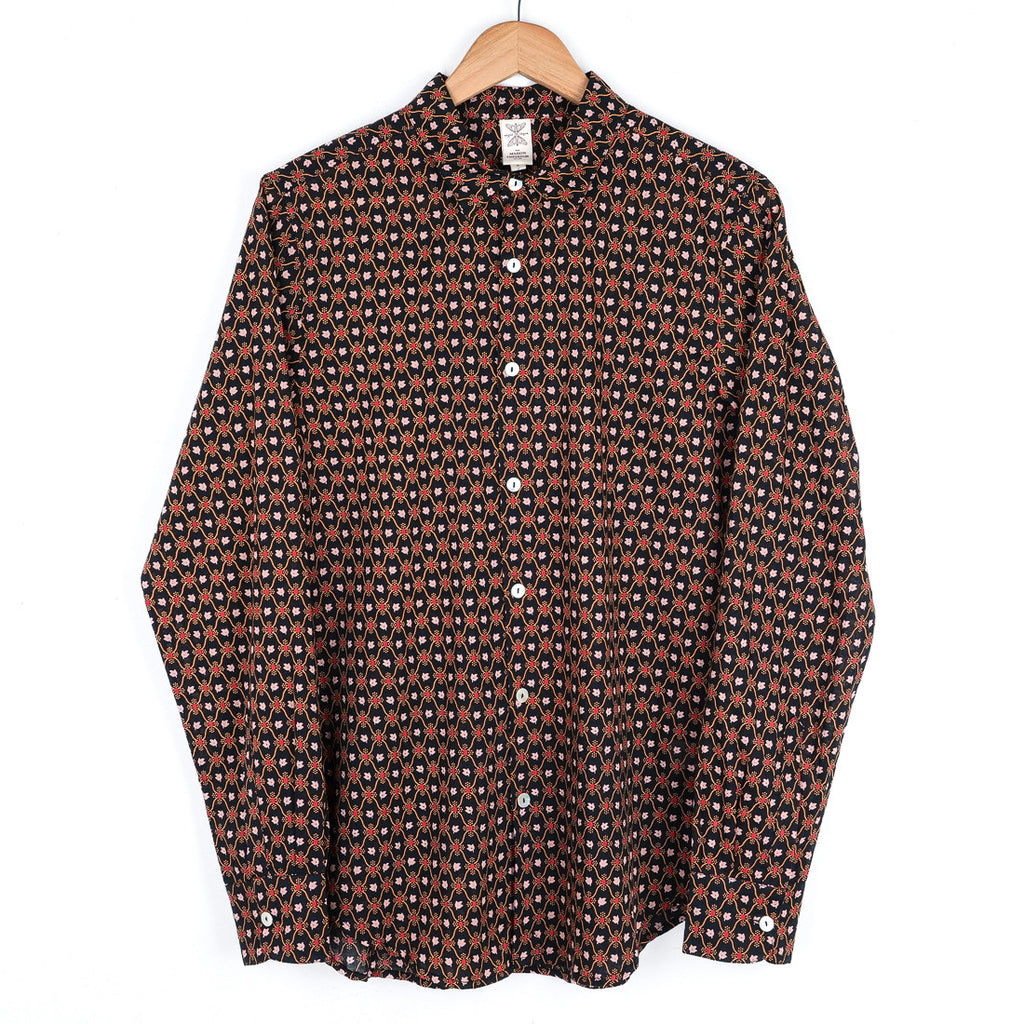 Chemise provençale motif treille noir
