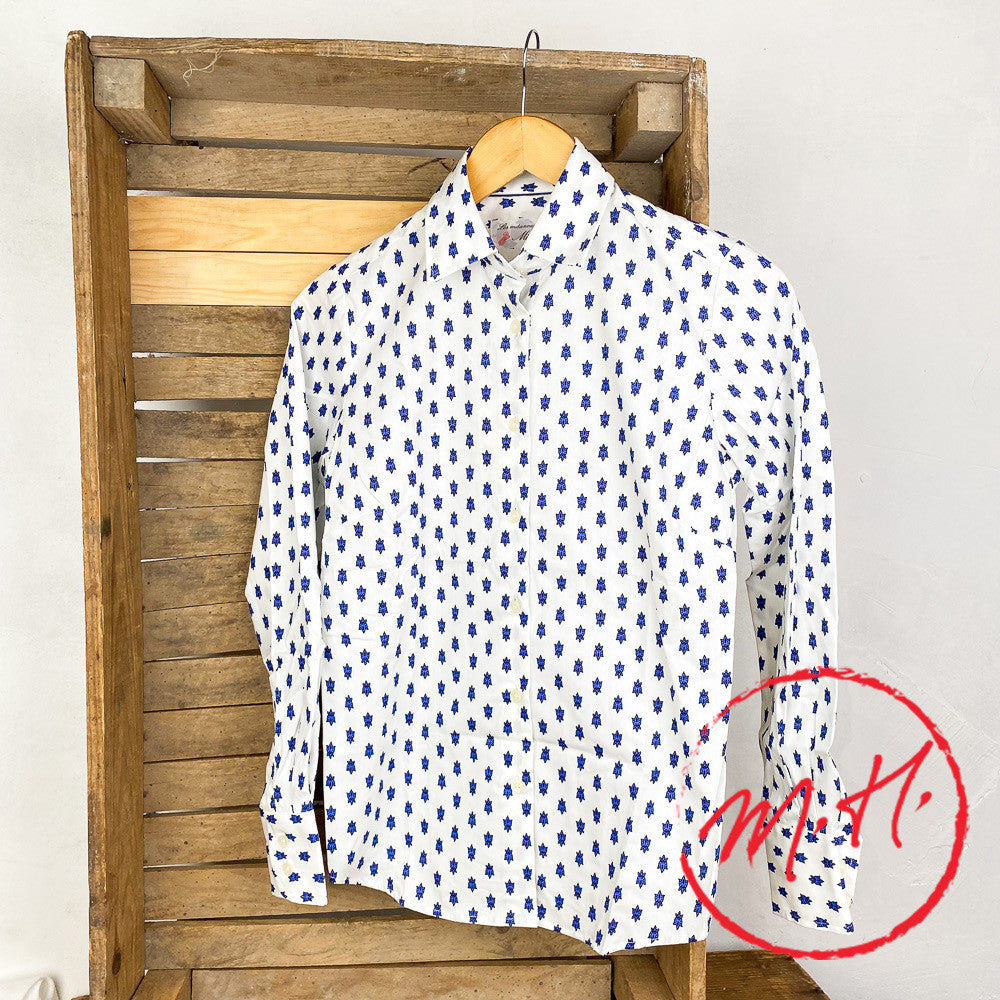 Chemisier femme provençal mosca blanc et bleu