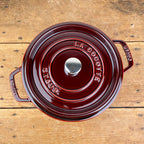Round cast-iron casserole, garnet-red