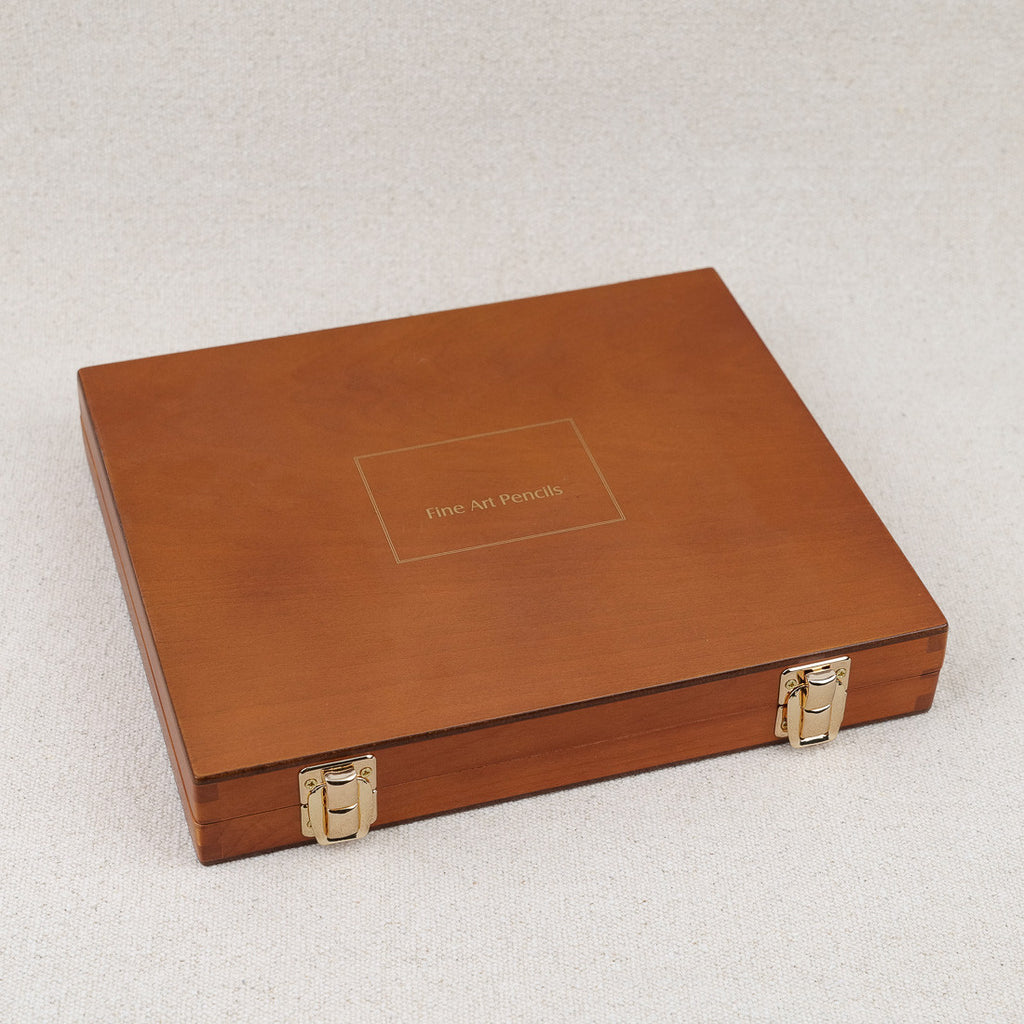 Wooden box with 48 coloured pencils