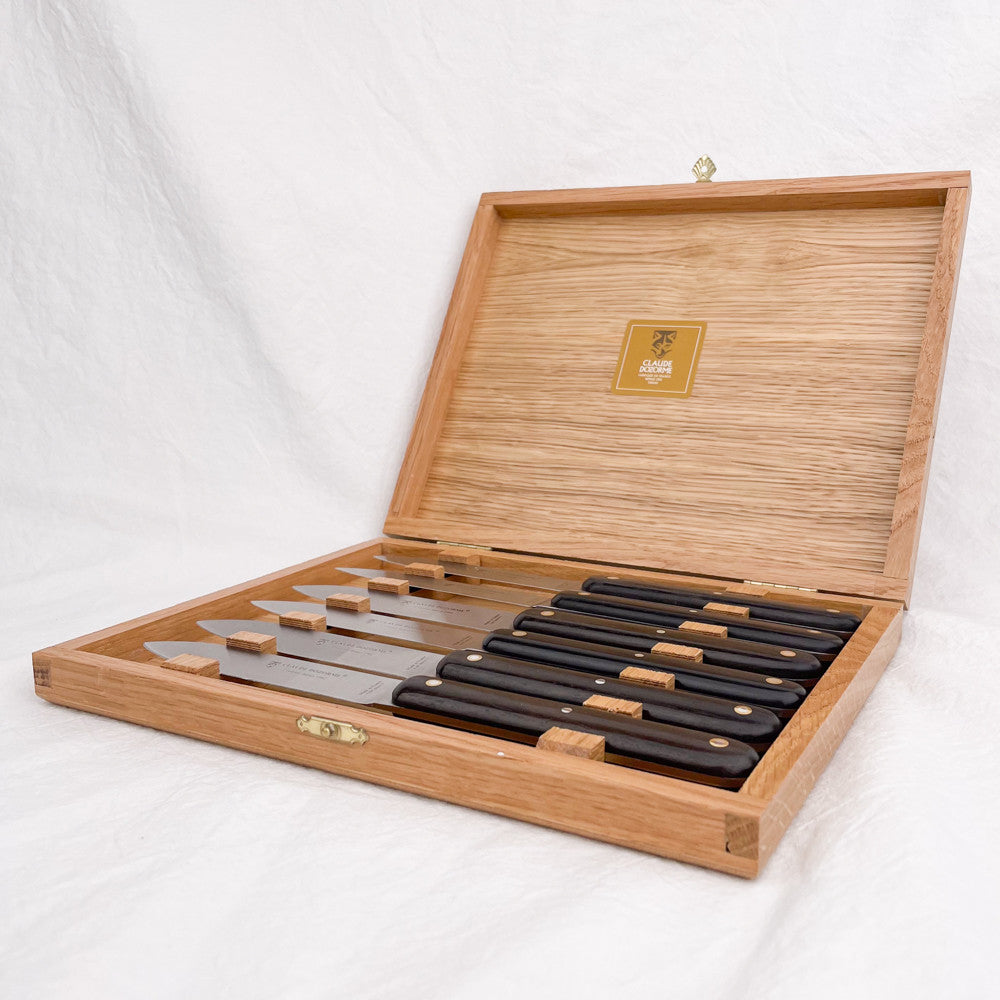 Box of 6 steak knives, ebony handle
