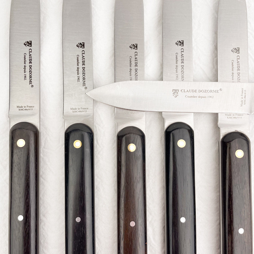 Box of 6 steak knives, ebony handle