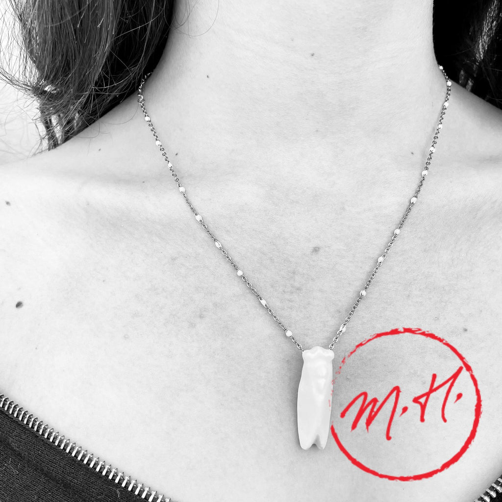 White cicada necklace