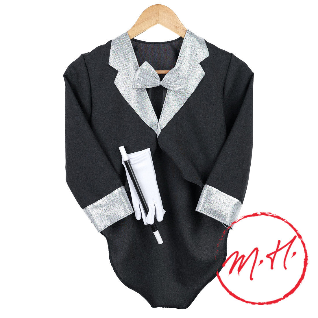 Costume de magicien avec gant et baguette magique