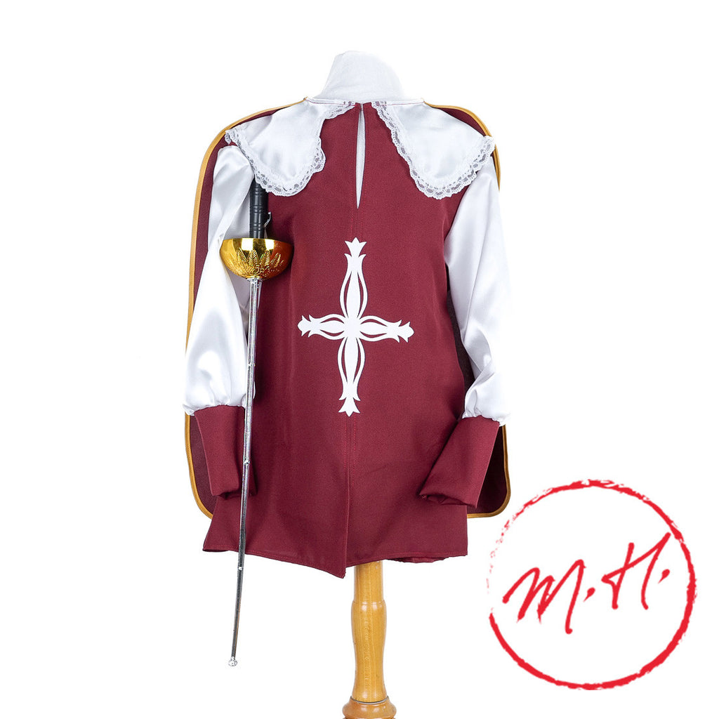 Musketeer costume with cape and sword