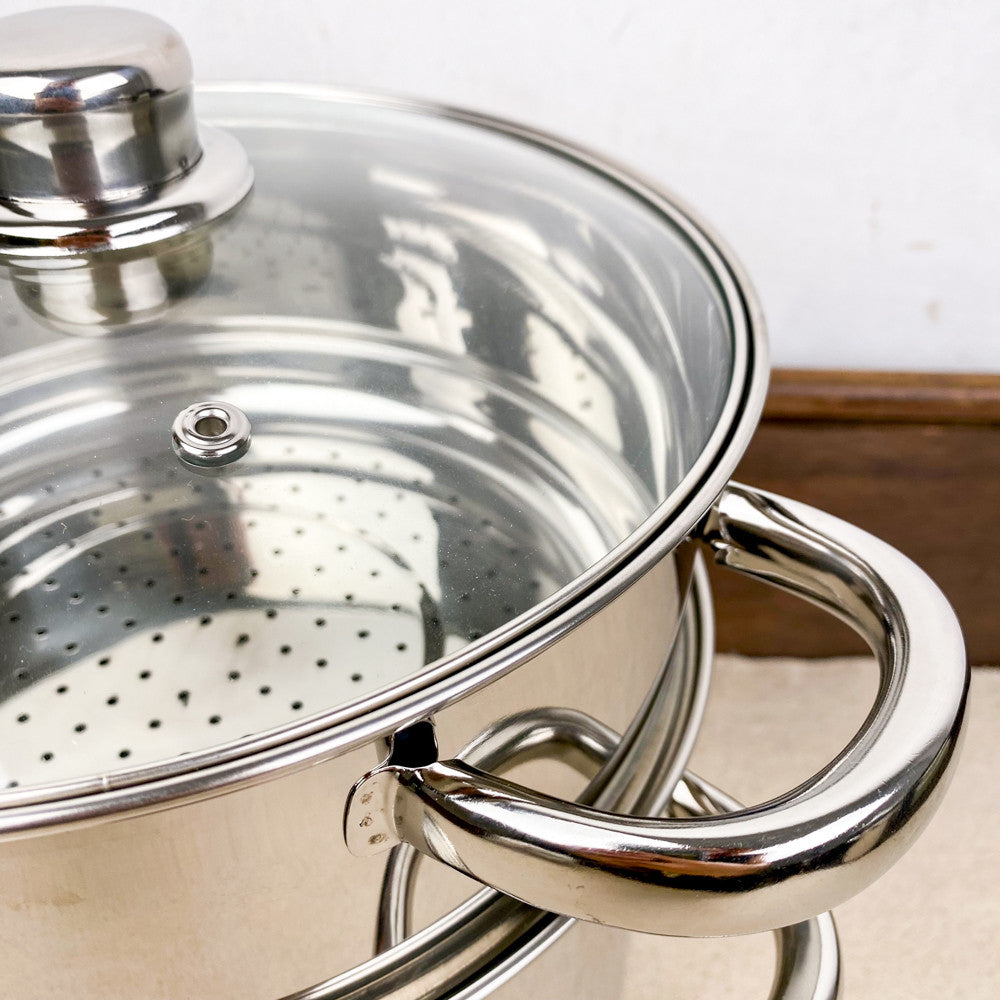 Single-tier stainless steel couscoussier