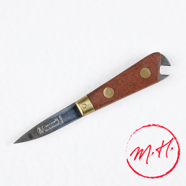 Couteau à huître avec encoche Jean Neron lame inox 6 cm et manche bois, modèle breveté 10418E