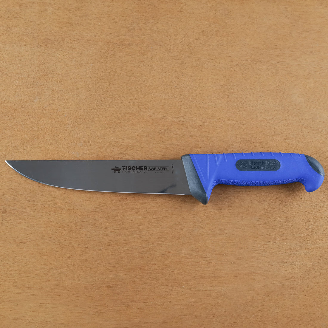 Couteau de triperie Fischer-Bargoin Swe-steel inox lame suédoise manche bleu polypropylène fabrication française garantie à vie