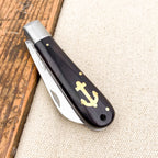 Couteau de poche bois ancre marine