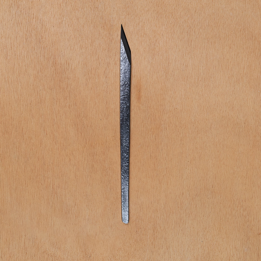 Takagi Tsuchime forged kiridashi knife, tapered asymmetric tip for accurate marking, Japanese handcraft