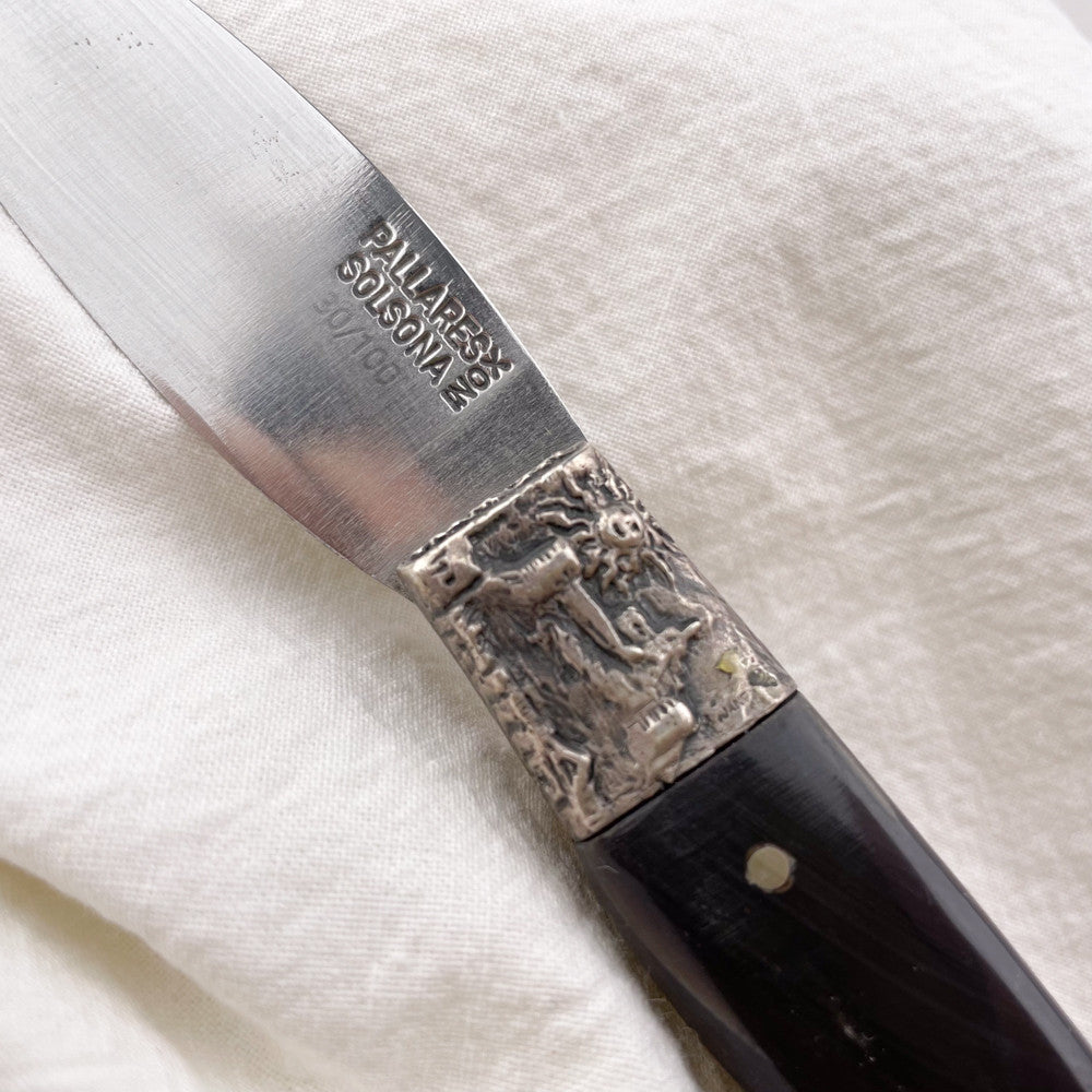 knife with engraved silver bolster