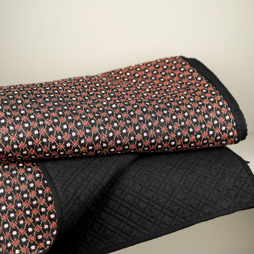 Black Provencal blanket 170 x 170 cm