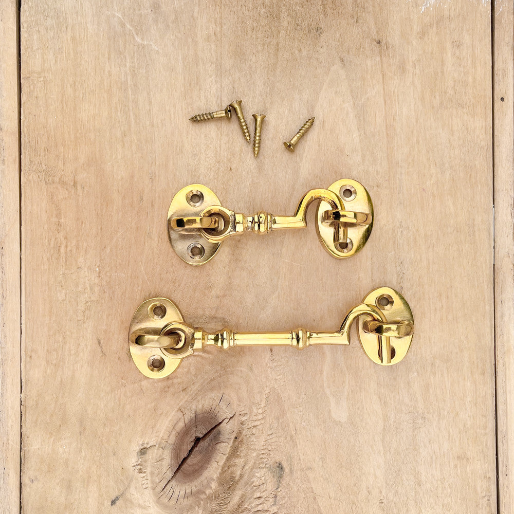 Polished brass cabin hook