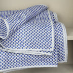 Blue daisy quilted bedspread
