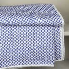 Blue daisy quilted bedspread